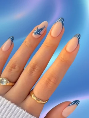 Blue Animal Print French Tips