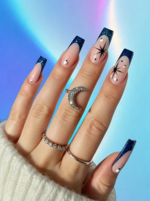 Blue French Tip Nail Art