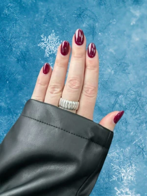 Cherry Chrome Winter Nails