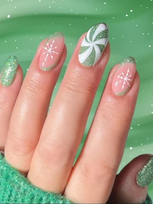 Christmas Nails Light Green
