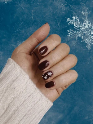 Dark Brown Winter Nail Design