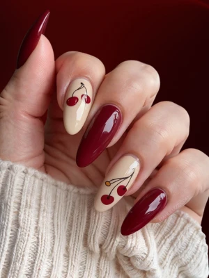 Dark Red Core Nails