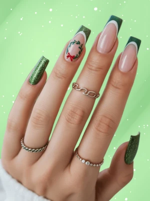 Emerald Green Holiday Nails