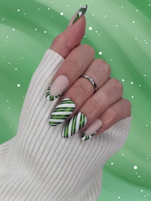 Festive Candy Cane Nails