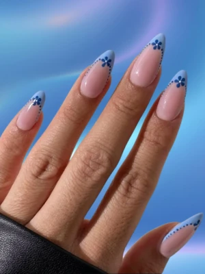 Floral Blue French Mani
