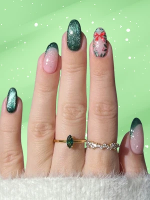 Glittery Green Nails