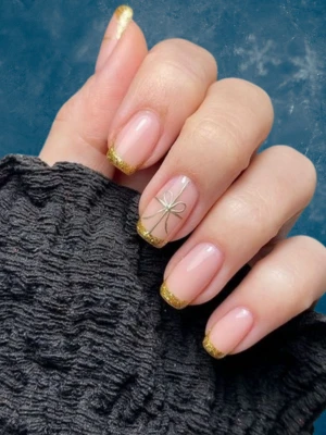 Gold French Winter Nails