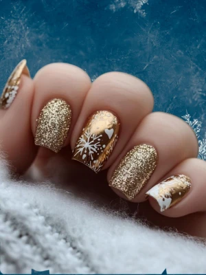 Gold Winter Nails