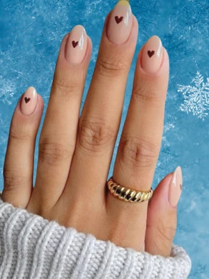 Heart Accent Winter Nails
