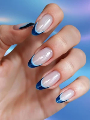Outlined Blue French Tips