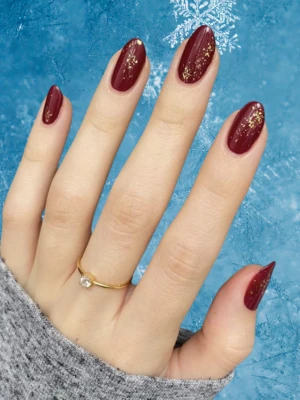 Red And Gold Short Nails