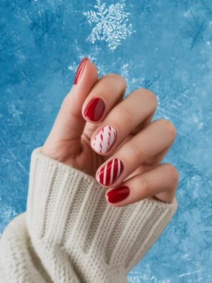 Red And White Winter Nail Design