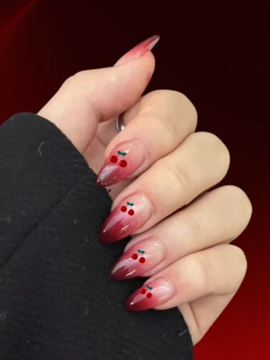 Red Gradient Cherry Nails