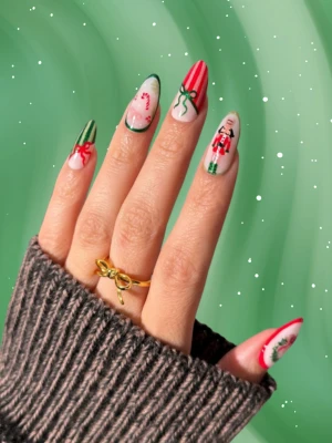 Red and Green Festive Nails