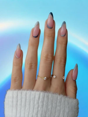 Side French Blue Nails