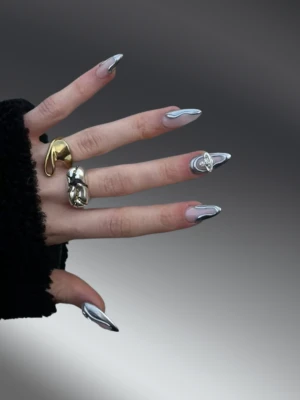 Metallic Silver Nail Accents