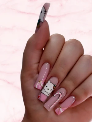 Christmas Hello Kitty Nails