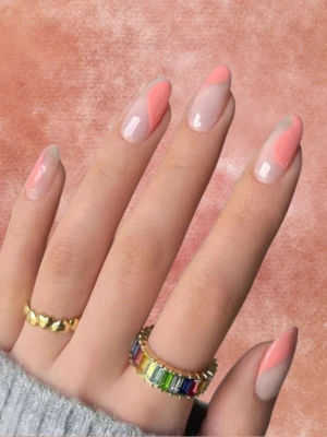 Negative Space Peach Nails