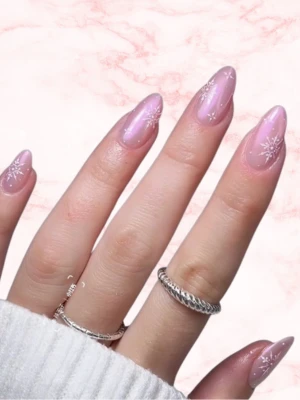 Pink Snowflake Shimmer Nails