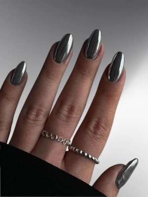 Deep Dark Silver Nails
