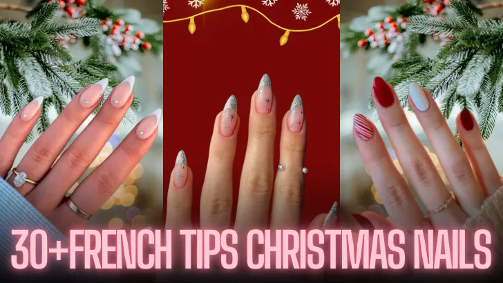 30+ French Tips Christmas Nails