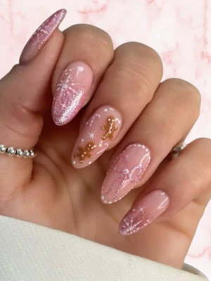 Classy Pink Christmas Nails
