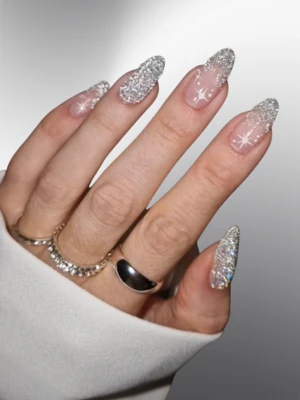 Silver Glitter Nails