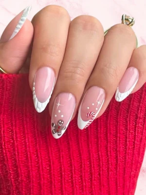 Pink And White French Nails
