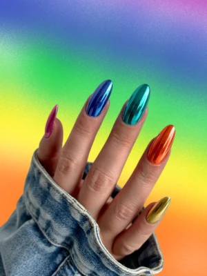 Metallic Rainbow Nails