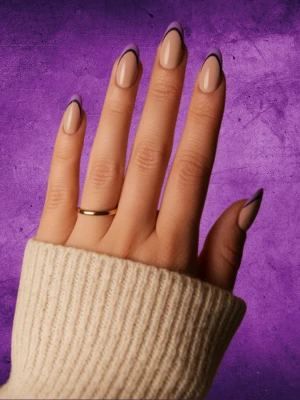  Reverse French Purple Nails