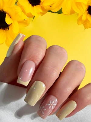 Coffin-Shaped Butter Yellow Summer Nails