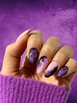 Purple Brushstroke Nail Art