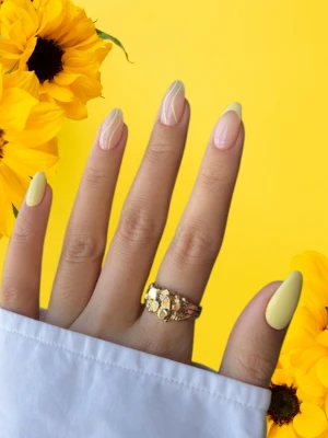 Subtle Butter Yellow Nail Accents