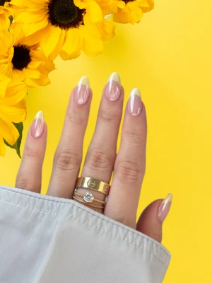 Summer French Manicure in Butter Yellow