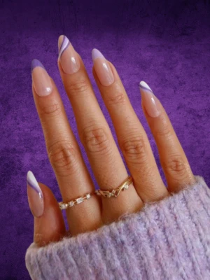 Swirled French Purple Nails