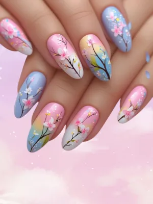 Summer Ombre-Blooming Nails