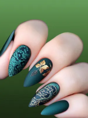 Bold vs Simple Emerald Green Nail Art Styles