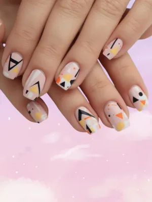 Pastel Nails with Lines and Shapes