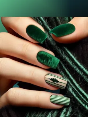 Dark Emerald Green Nails for Winter Fashion