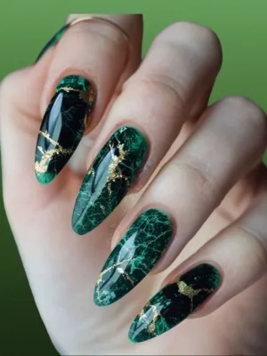 Marble Style Emerald Green Nail Care