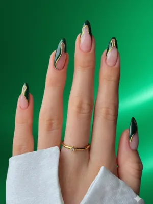 Soft and Subtle Emerald Green French Tip Nails