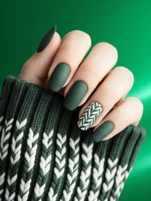 Style Emerald Green Nails with Winter Outfits