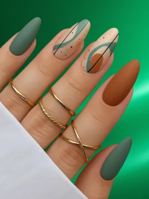 Two Shades of Emerald Green Nail Designs