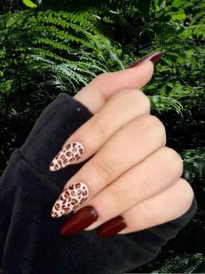 Bold Leopard Print Nails Red