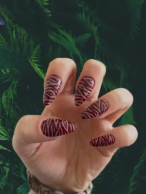 Burgundy Nails with Subtle Stripes