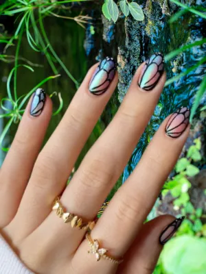 Chic Butterfly Nails Short