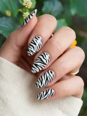 Classic Black and White Zebra Nails