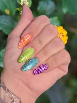 Colorful Zebra Print Nails with Rainbow Stripes