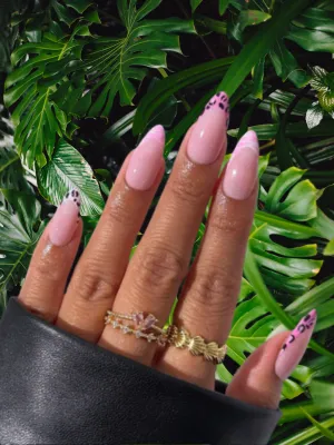 Stunning Leopard Print and Pink Nails
