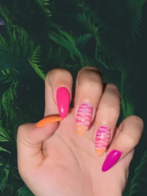 Zebra Nail Designs with Rainbow Accents